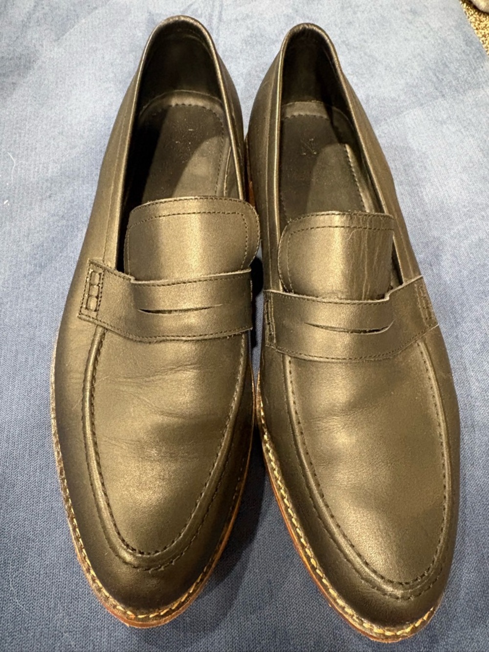 Nisolo Black Leather Penny Loafers